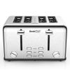 Toaster 4 Slice;  Geek Chef Stainless Steel Extra-Wide Slot Toaster with Dual Control Panels of Bagel/Defrost/Cancel Function(Sliver-Black) - 4