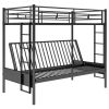 Twin over Full Metal Bunk Bed, Multi-Function - Black