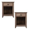 Set of 2 Farmhouse Nightstand, Wood Bedside Table with Drawer and Open Compartment, Light Brown XH - Light Brown