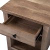 Set of 2 Farmhouse Nightstand, Wood Bedside Table with Drawer and Open Compartment, Light Brown XH - Light Brown