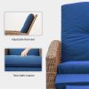 Indoor & Outdoor Recliner, All-Weather Wicker Reclining Patio Chair, Blue Cushion (Blue,1 Chair) - as Pic