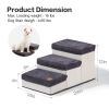 3 Tiers Foldable Dog Stairs; Pet Steps for Small to Medium Dogs; Dog Ladder Storage Stepper for Bed Sofa Couch - Grey