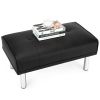 Rectangle Tufted Ottoman with Stainless Steel Legs for Living Room - Black