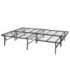 14" High Profile Foldable Steel Queen Platform Bed Frame, Black - White - Full
