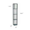 Floor Lamp Etagere Organizer Storage Shelf with Linen Shade, Black - Black
