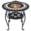 Mosaic Fire Pit Table Black and White 26.8" Ceramic - Black