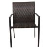 Outdoor Patio Furniture Set 2 Pieces Brown Wicker Chair Sets PE Rattan Patio Conversation Set Dining Chairs for All-Weather (Brown) - as Pic