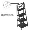 4-Tier Freestanding Ladder Bookshelf with X-Back Frame, Gray - Gray