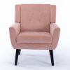 Modern Soft Velvet Material Ergonomics Accent Chair Living Room Chair Bedroom Chair Home Chair With Black Legs For Indoor Home - Pink