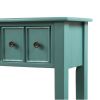 Rustic Entryway Console Table, 60" Long with two Different Size Drawers and Bottom Shelf for Storage  - Blue