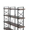 [VIDEO] Home Office 5 Tier Bookshelf; X Design Etageres Storage Shelf; Industrial Bookcase for Office with Metal Frame - as Pic