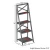 4-Tier Freestanding Ladder Bookshelf with X-Back Frame, Gray - Gray