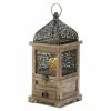 Flip-Top Wood Lantern with Drawer - 14 inches