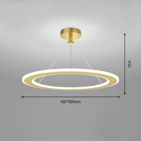 Simple Modern Circular Bedroom Study Chandelier (Option: Gold-Trichromatic light-410x410mm)