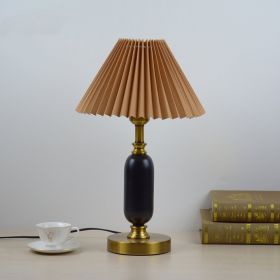 Warm Chinese Style Ceramic Wedding Master Bedroom Decorative Lamp (Option: Khaki-button switch-AU)