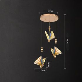 Butterfly Chandelier Bedside Enamelled Dining Hall Staircase (Option: Colorful 3head disc-Tricolor light)